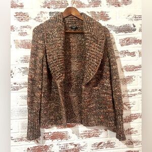 TALBOTS Petite Cardigan Sweater Chunky Knit Grannycore Wool Blend Open Front M